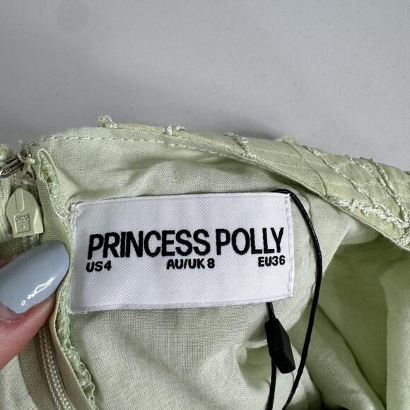 Princess Polly Burner Maxi Dress Women 4 Green Tie Back Floral Embroidered Fairy - Picture 11 of 16